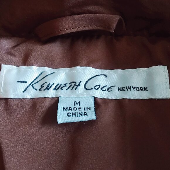 Kenneth Cole Quilted Puffer Jacket Size Medium Pecan Gold Zipper Retro NWT - Picture 8 of 11